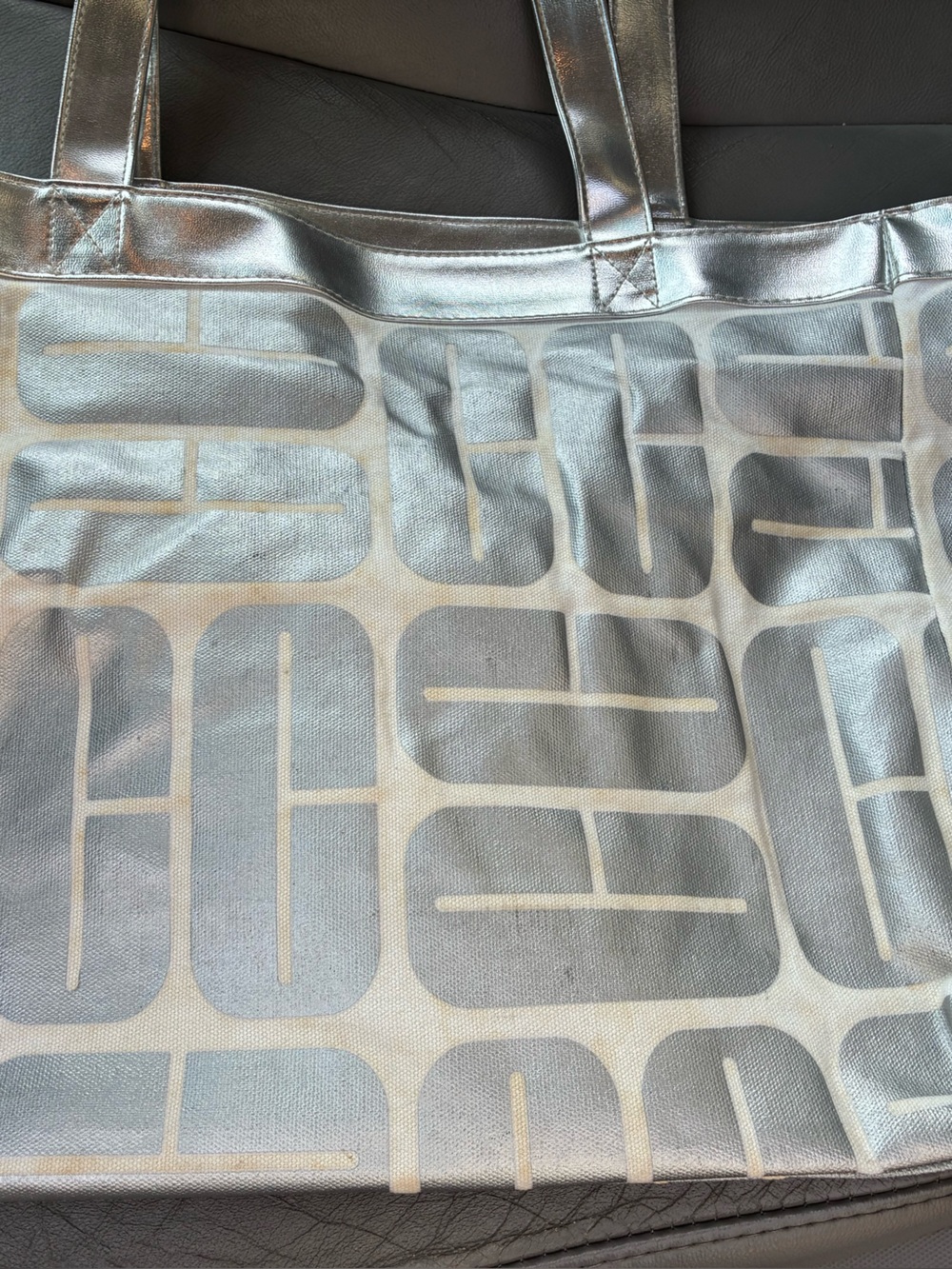 Clinique Silver Metallic Logo Tote